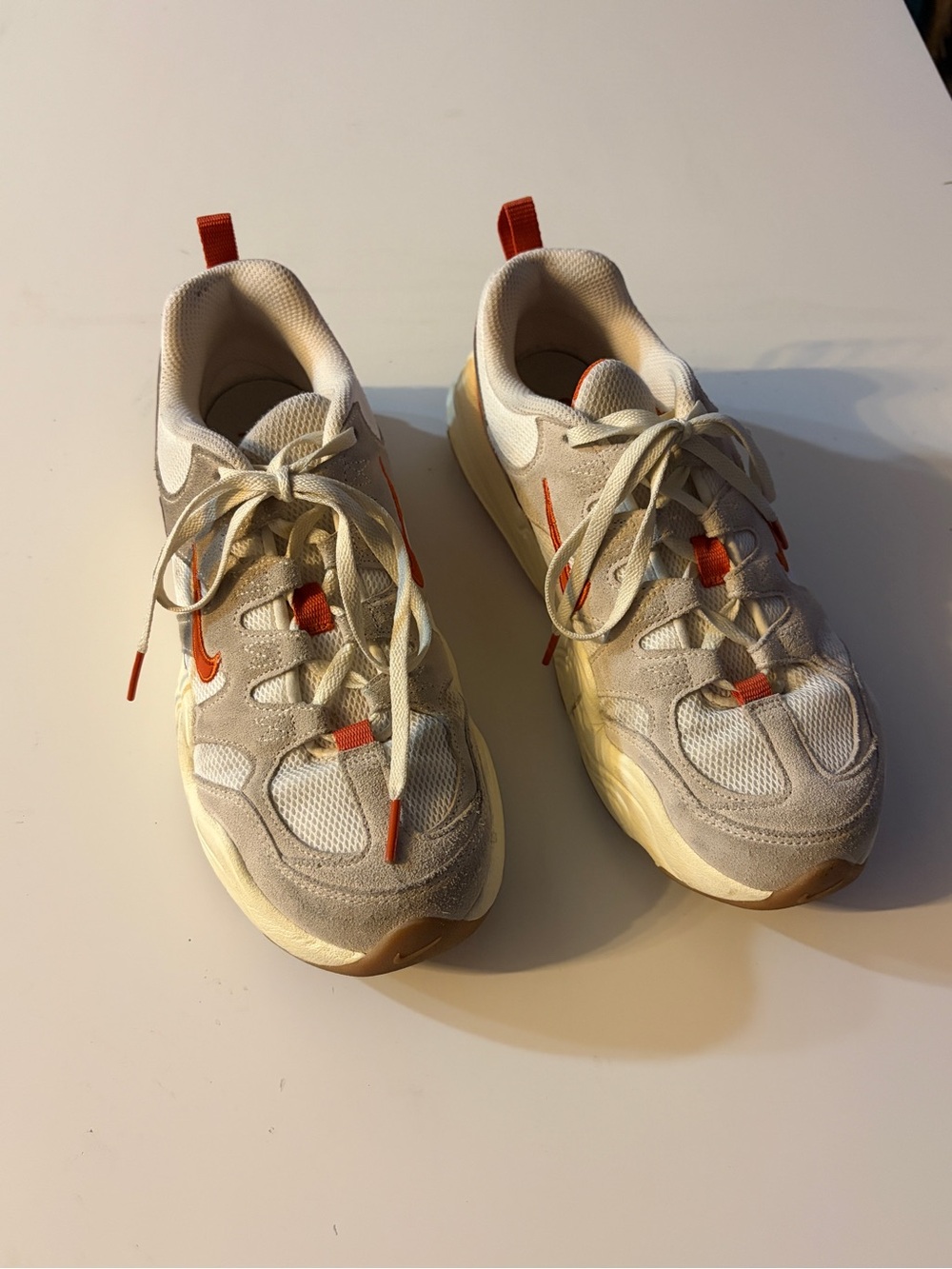 Nike Beige and Orange Women's Chunky Sneakers